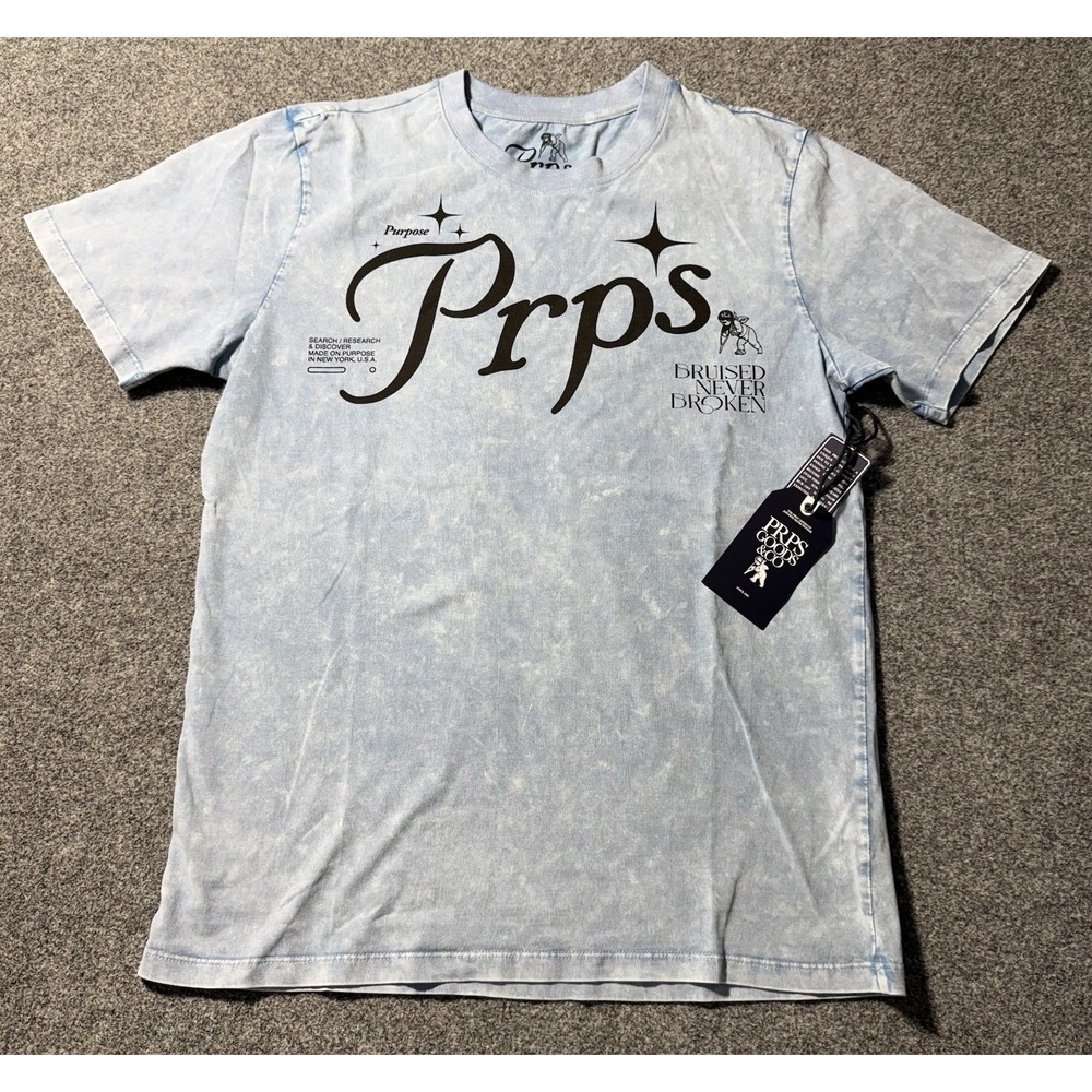 PRPS Goods & Co. Men's Short Sleeve Purpose‎ Print T-Shirt Size M Blue Wash